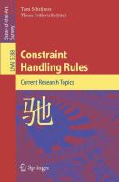 Constraint handling rules current research topics /