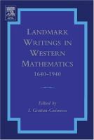 Landmark writings in Western mathematics 1640-1940 /