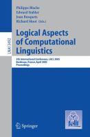 Logical aspects of computational linguistics 5th international conference, LACL 2005, Bordeaux, France April 2005 : proceedings /