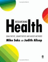 Researching health : qualitative, quantitative and mixed methods /