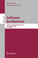 Software architecture 2nd European Workshop, EWSA 2005, Pisa, Italy, June 13-14, 2005 : proceedings /