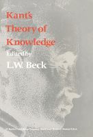 Kant's theory of knowledge : selected papers /