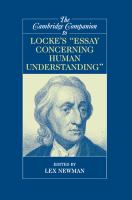 The Cambridge companion to Locke's "essay concerning human understanding" /