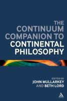 The Continuum companion to continental philosophy /