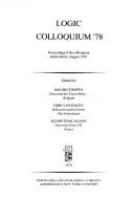 Logic Colloquium '78 : proceedings of the colloquium held in Mons, August 1978 /