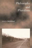Philosophy and pluralism /