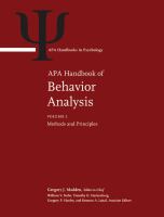 APA handbook of behavior analysis /