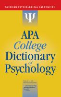 APA college dictionary of psychology.