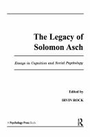 The Legacy of Solomon Asch : essays in cognition and social psychology /