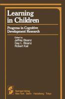 Learning in children : progress in cognitive development research /