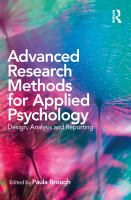 Advanced Research Methods for Applied Psychology : Design, Analysis and Reporting /