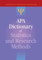 APA dictionary of statistics and research methods /