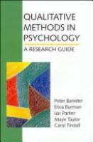 Qualitative methods in psychology : a research guide /