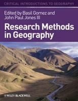 Research methods in geography a critical introduction /