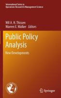 Public policy analysis new developments /