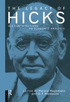 The legacy of Hicks : his contributions to economic analysis /