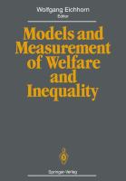 Models and measurement of welfare and inequality /