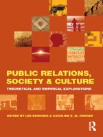 Public relations, society and culture theoretical and empirical explorations /