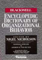 The Blackwell encyclopedic dictionary of organizational behavior /