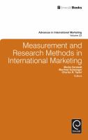 Measurement and research methods in international marketing