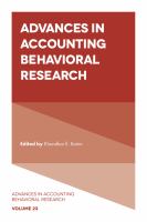 Advances in accounting behavioral research /