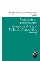 Research on professional responsibility and ethics in accounting /