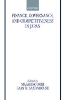 Finance, governance, and competitiveness in Japan /