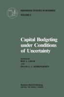 Capital budgeting under conditions of uncertainty /