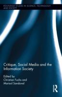 Critique, social media and the information society /