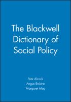 The Blackwell dictionary of social policy /