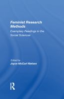 Feminist research methods : exemplary readings in the social sciences /