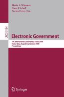 Electronic government 8th international conference, EGOV 2008, Turin, Italy, August 31-September 5, 2008 : proceedings /
