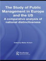 The study of public management in Europe and the US a competitive analysis of national distinctiveness /