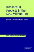 Intellectual property in the new millennium : essays in honour of William R. Cornish /