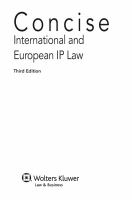 Concise international and European IP law : TRIPS, Paris Convention, European enforcement and transfer of technology /