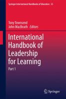 International handbook of leadership for learning /