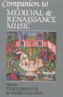 Companion to medieval and renaissance music /