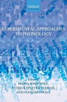 Experimental approaches to phonology /