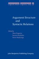 Argument structure and syntactic relations : a cross-linguistic perspective /