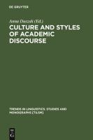 Culture and styles of academic discourse /