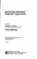 Studying writing : linguistic approaches /