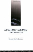 Advances in written text analysis /