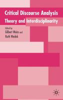 Critical discourse analysis : theory and interdisciplinarity /