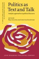 Politics as text and talk : analytic approaches to political discourse /