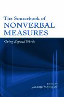 The sourcebook of nonverbal measures : going beyond words /