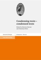 Condensing texts, condensed texts /