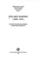 Eduard Norden (1868-1941) : ein deutscher Gelehrter jüdischer Herkunft /
