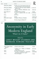 Anonymity in early modern England : "what's in a name?" /
