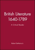 British literature 1640-1789 : a critical reader /