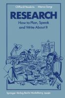 Research : how to plan, speak and write about it /